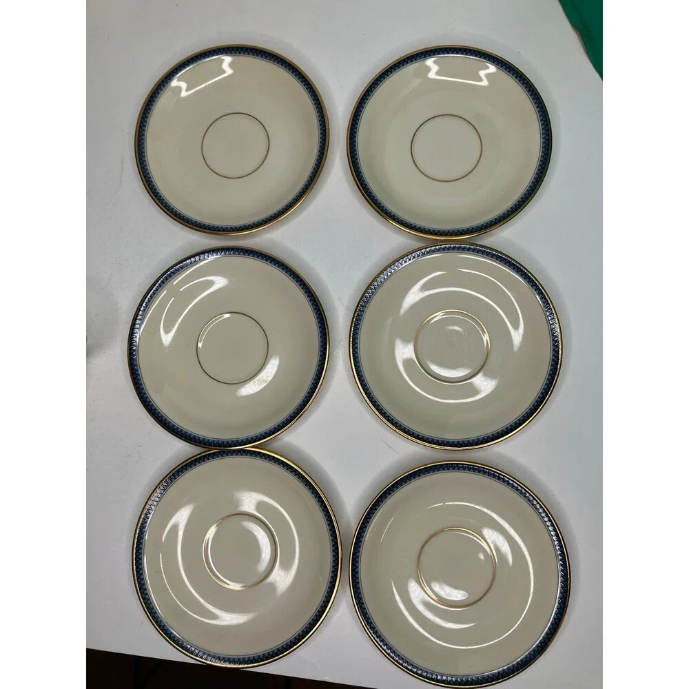 Lenox Columbia 6 Cups Footed & 6 Saucers Set Presidential Collection